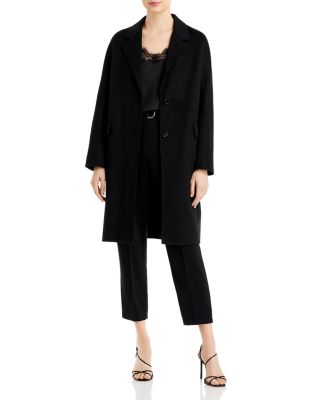 black wool tie belt coat
