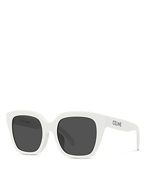 Shop Celine Monochroms Square Sunglasses, 56mm In Ivory/gray