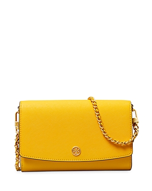 Tory Burch Robinson Chain Wallet In Golden Crest/gold