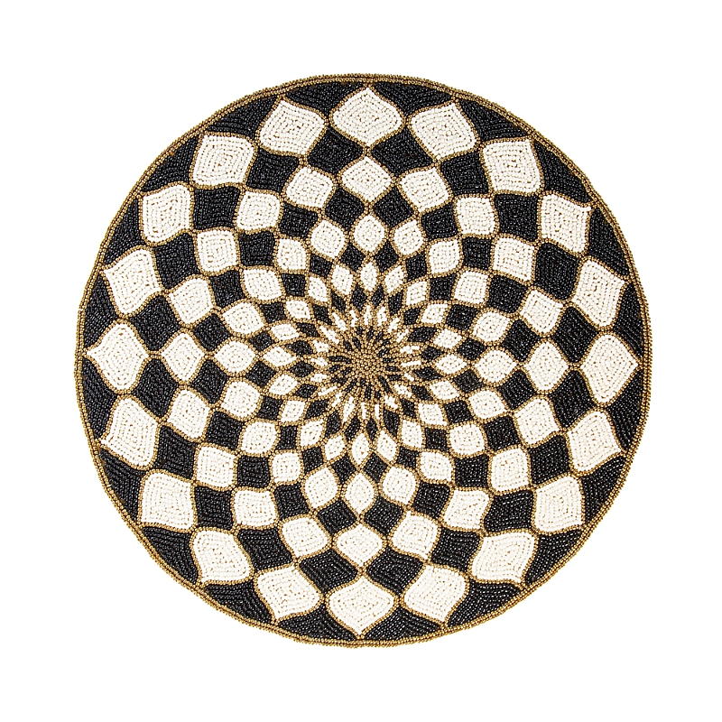 Mackenzie-childs Black & Ivory Kaleidoscope Placemat In Black/ivory