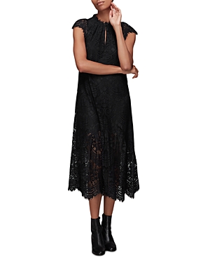 Whistles Lace Detail Trapeze Dress In Black