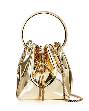 Jimmy Choo Bon Bon Ring Handle Bucket Bag In Gold Metallic