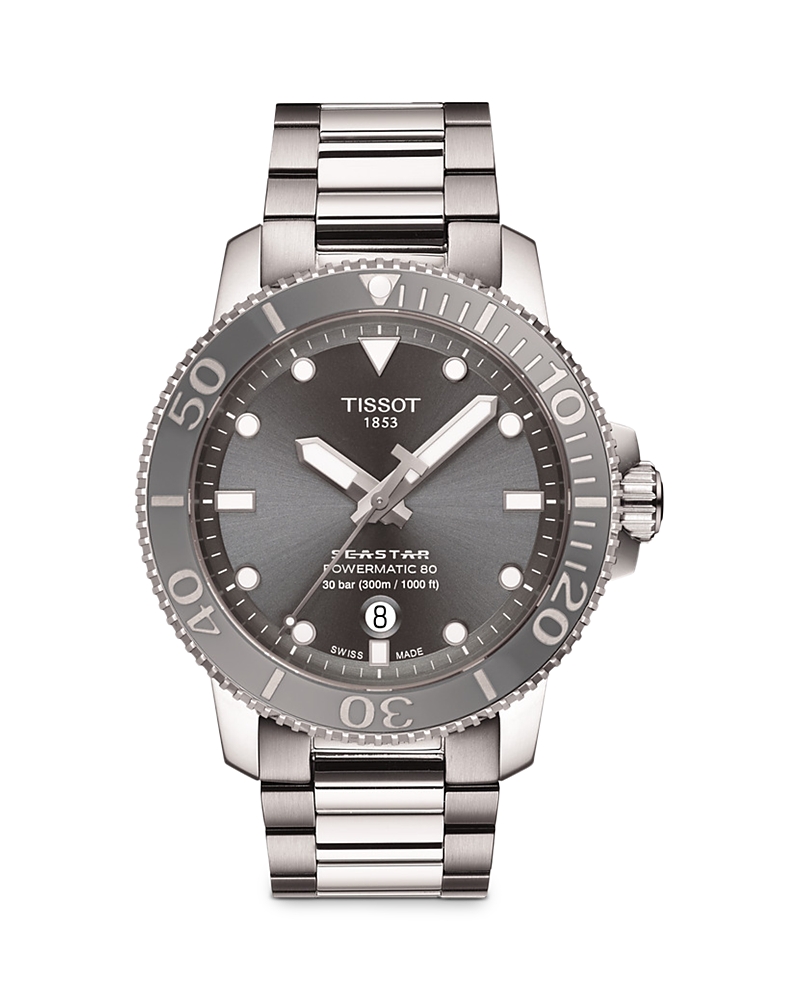 Tissot Men's Seastar 1000 Powermatic 80 Automatic Stainless Steel Bracelet Watch 43mm In Grey/silver