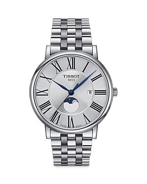 Tissot Men's Carson Premium Gent Moonphase Stainless Steel Bracelet Watch 40mm In Silver/silver