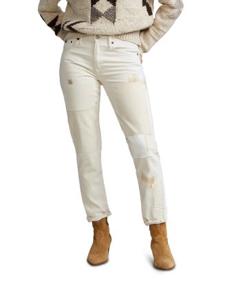 Ralph Lauren Avery Straight Patched Boyfriend Jeans in Yanda 