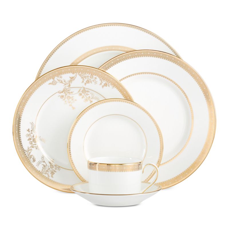 Wedgwood Vera Wang Lace Gold 10 Piece Dinnerware Set, Service for 2