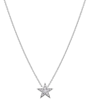 Roberto Coin 18K White Gold Diamond Pave Star Pendant Necklace, 16-18