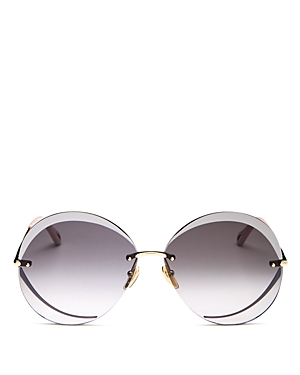 Chloé 64mm Gradient Round Sunglasses In Gold/gray Gradient