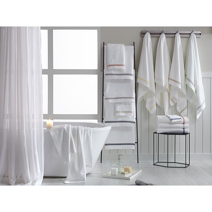 Shop Sferra Aura Towels In White/black