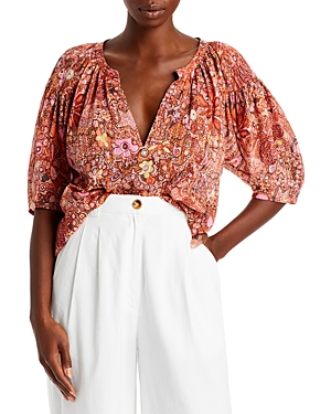 A.l.c Julianna Silk Short-sleeve Top In Sorbet Multi