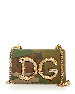 Dolce & Gabbana Camo Print Leather Shoulder Bag