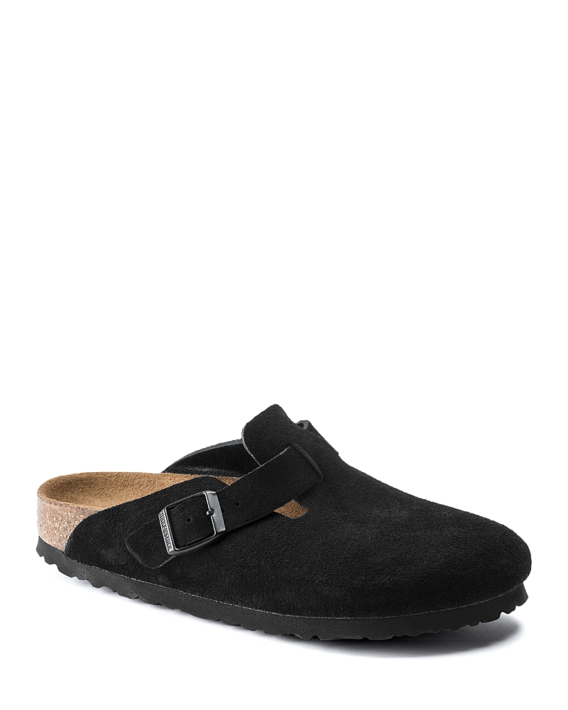 Birkenstock Boston Bs Mens Nubuck Slip On Clogs In Black