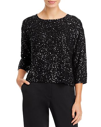 Eileen Fisher Boxy Sequined Top | Bloomingdale's