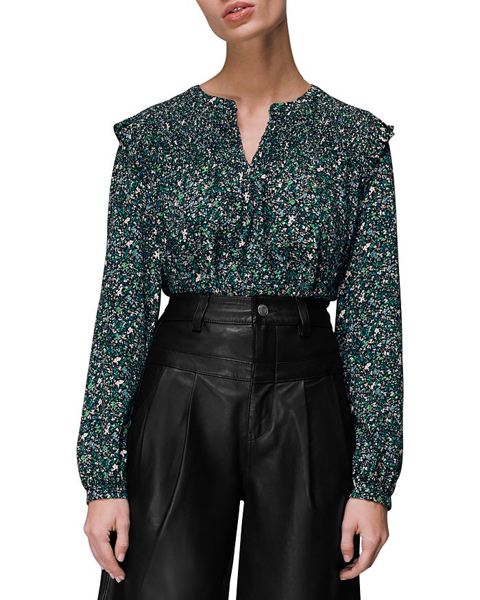 Whistles Midnight Garden Ruffled Top Bloomingdale's
