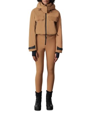 Mackage Lumi One-piece Hooded Ski Suit In Camel | ModeSens