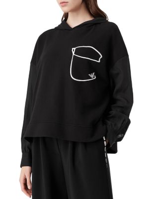 Armani Collezioni Emporio Armani Logo Hoodie In Solid Black | ModeSens