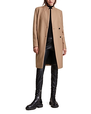 Allsaints Sidney Wool Blend Coat In Camel Brown