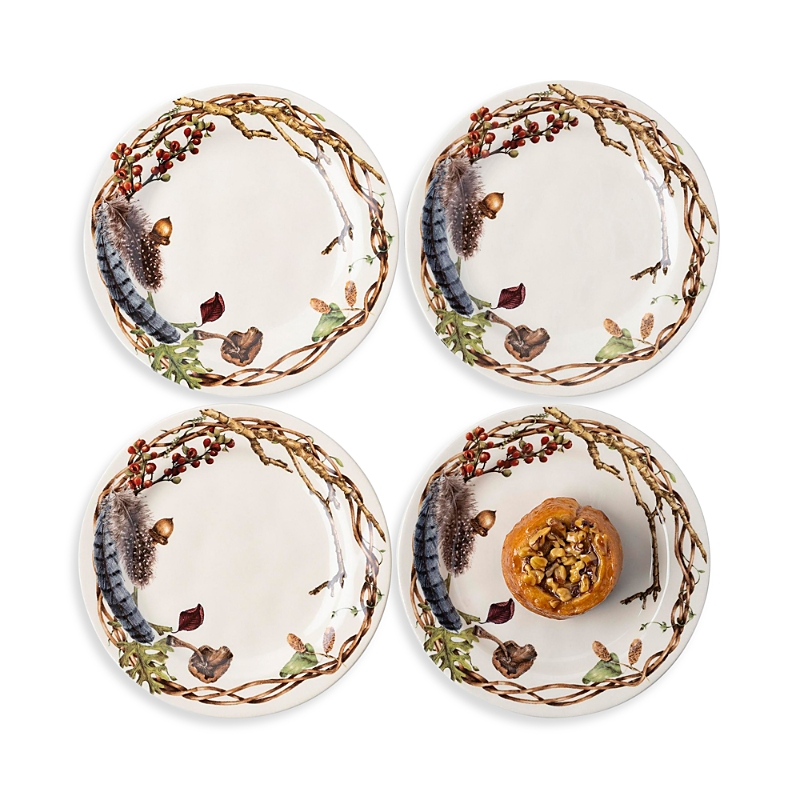 Juliska Forest Walk Four-piece Cocktail Plate Set In Café Au Lait