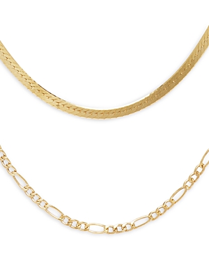 Argento Vivo Double Herringbone and Figaro Chain Necklace, 17 and 19
