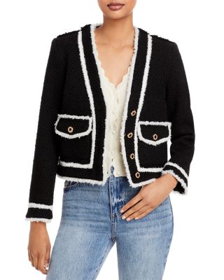 AQUA - Boucl&eacute; Contrast Trim Jacket - 100% Exclusive