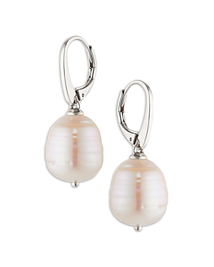 Nadri Cultured Genuine Baroque Freshwater Pearl Drop Earrings In Rhodium