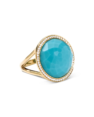 IPPOLITA 18K YELLOW GOLD LOLLIPOP TURQUOISE & DIAMOND STATEMENT RING