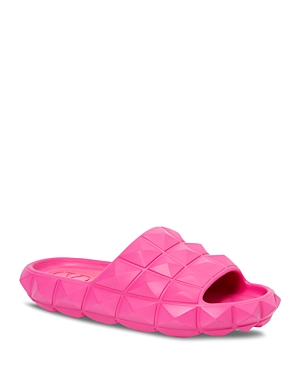 Valentino Roman Stud Turtle Slide Sandals In Pink