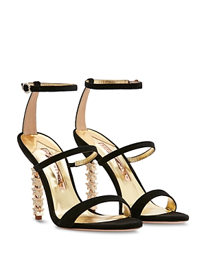 Sophia Webster Women's Rosalind Almond Toe Crystal Star High Heel Sandals In Black/gold