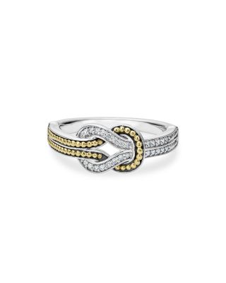 18K Yellow Gold & Sterling Silver Newport Diamond Knot Band