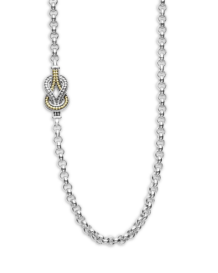 LAGOS - 18K Yellow Gold & Sterling Silver Newport Knot Station Necklace, 34"