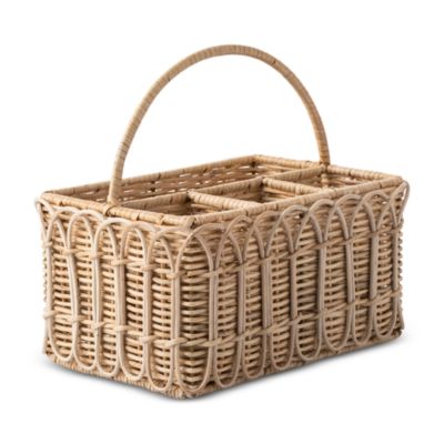 Provence Rattan Silverware Napkin Caddy 
