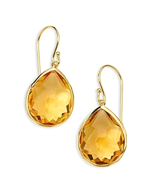 Ippolita 18k Yellow Gold Rock Candy Orange Citrine Pear Drop Earrings In Orange/gold