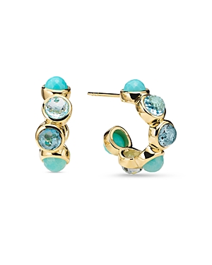 Ippolita 18kt Yellow Gold Lollipop® All-stone Waterfall Small Hoop Earrings In Blue/gold