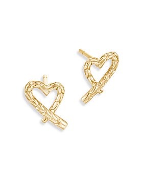JOHN HARDY - 14K Yellow Gold Classic Chain Manah Heart Stud Earrings