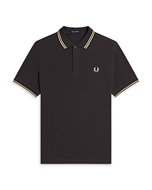 Fred Perry Twin Tipped Slim Fit Polo In Anchor Gray