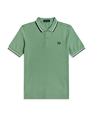Fred Perry Twin Tipped Slim Fit Polo In Pistachio
