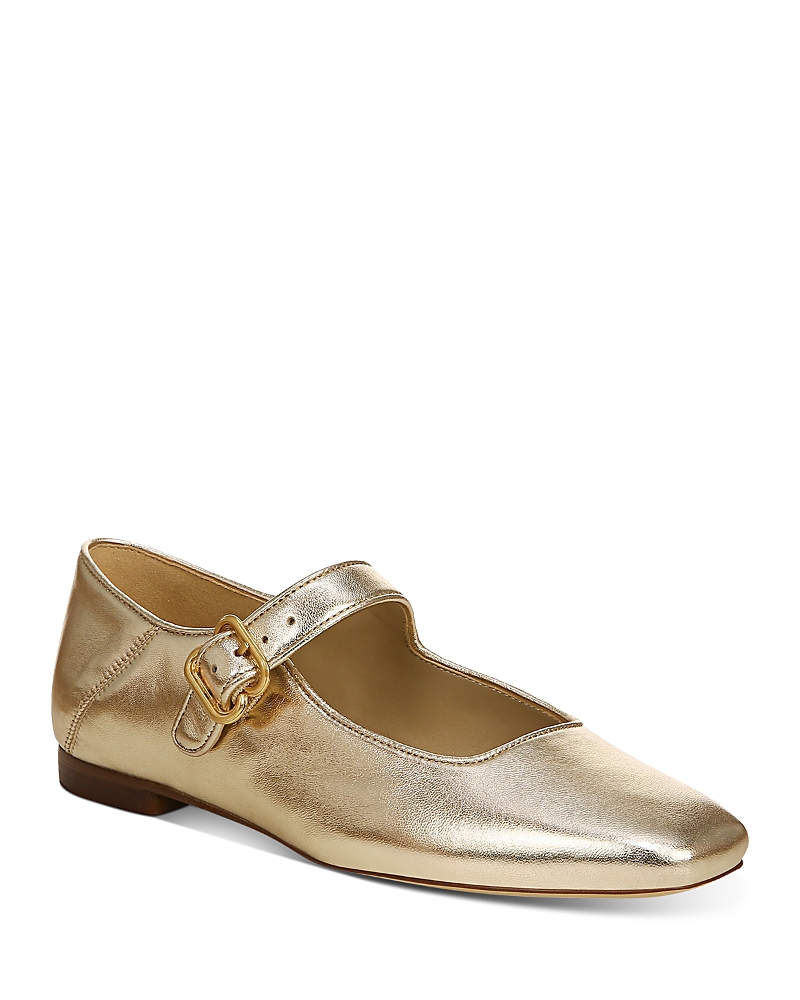 Shop Sam Edelman Women's Michaela Square Toe Buckled Mary Jane Flats In Gold