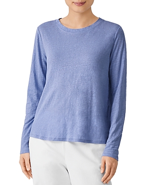 Eileen Fisher Organic Linen Long Sleeve T-shirt In Dlphn