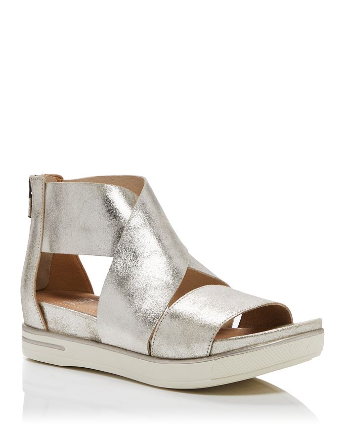 Eileen Fisher Women s Sport Metallic Suede Back Zip Sandals