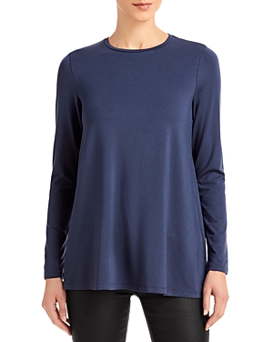 Eileen Fisher Crewneck Long Sleeve Tunic In Ocean
