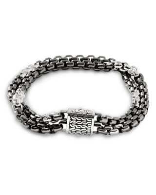 John Hardy Sterling Silver & Black Rhodium Classic Chain Double Row Link Bracelet