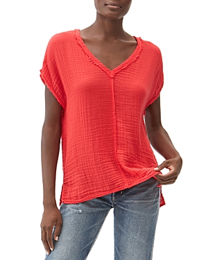 Michael Stars Draya V-neck Gauze Tee In Salsa