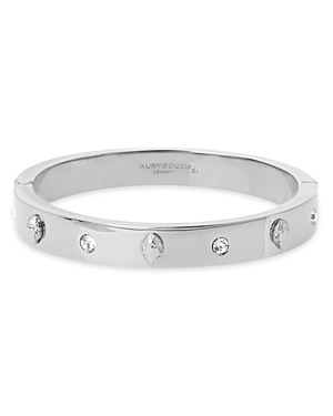 Kurt Geiger Crystal-embellished Eagle-head Brass Bangle In Silver