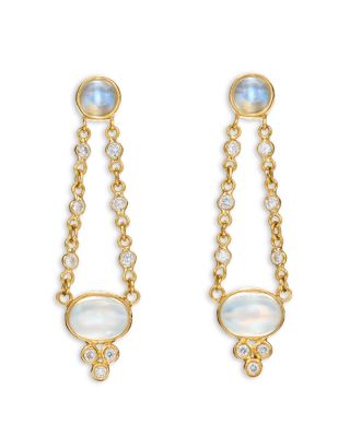 Temple St. Clair 18K Yellow Gold Classic Moonstone & Diamond Chandelier Drop Earrings