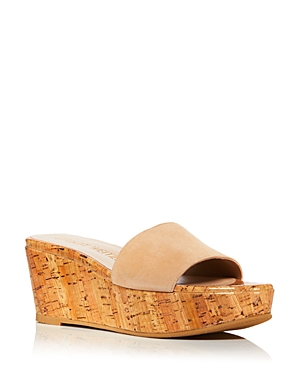 Stuart Weitzman Women's Summer Wedge Platform Slide Sandals In Adobe