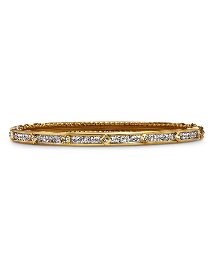 David Yurman - 18K Yellow Gold Modern Renaissance Bangle Bracelet with Full Pav&eacute; Diamonds