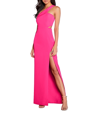 Aidan Mattox Aidan By  One-shoulder Crepe Cutout Gown - 100% Exclusive In Pinkflame