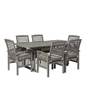 Walker Edison 7 Piece Classic Outdoor Patio Dining Set In Gray Wash