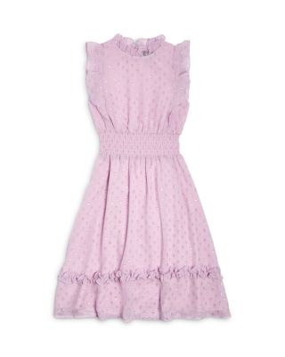 AQUA Girls' Metallic Dot Print Ruffle Midi Dress, Big Kid 100