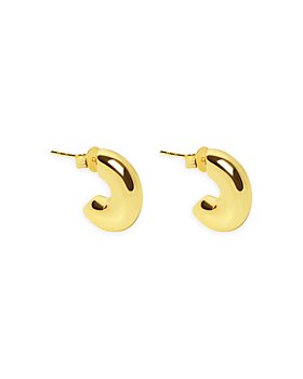 Argento Vivo - Thick Huggie Hoop Earrings in 14K Gold Plated Sterling Silver